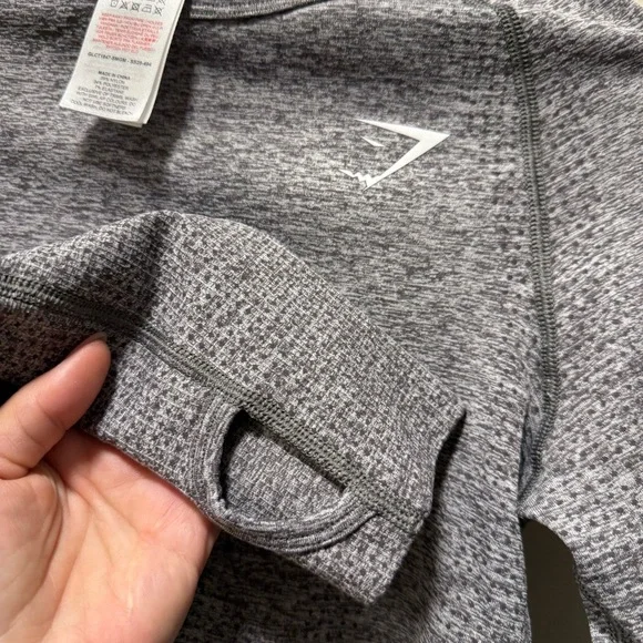 Gymshark Vital Seamless 1.0 Long Sleeve Crop Top - Smokey Grey Marl - Large - Picture 4 of 7